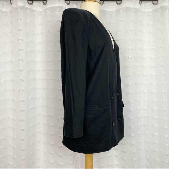 Vintage 80s black lightweight double breasted jacket - Picture 6 of 9